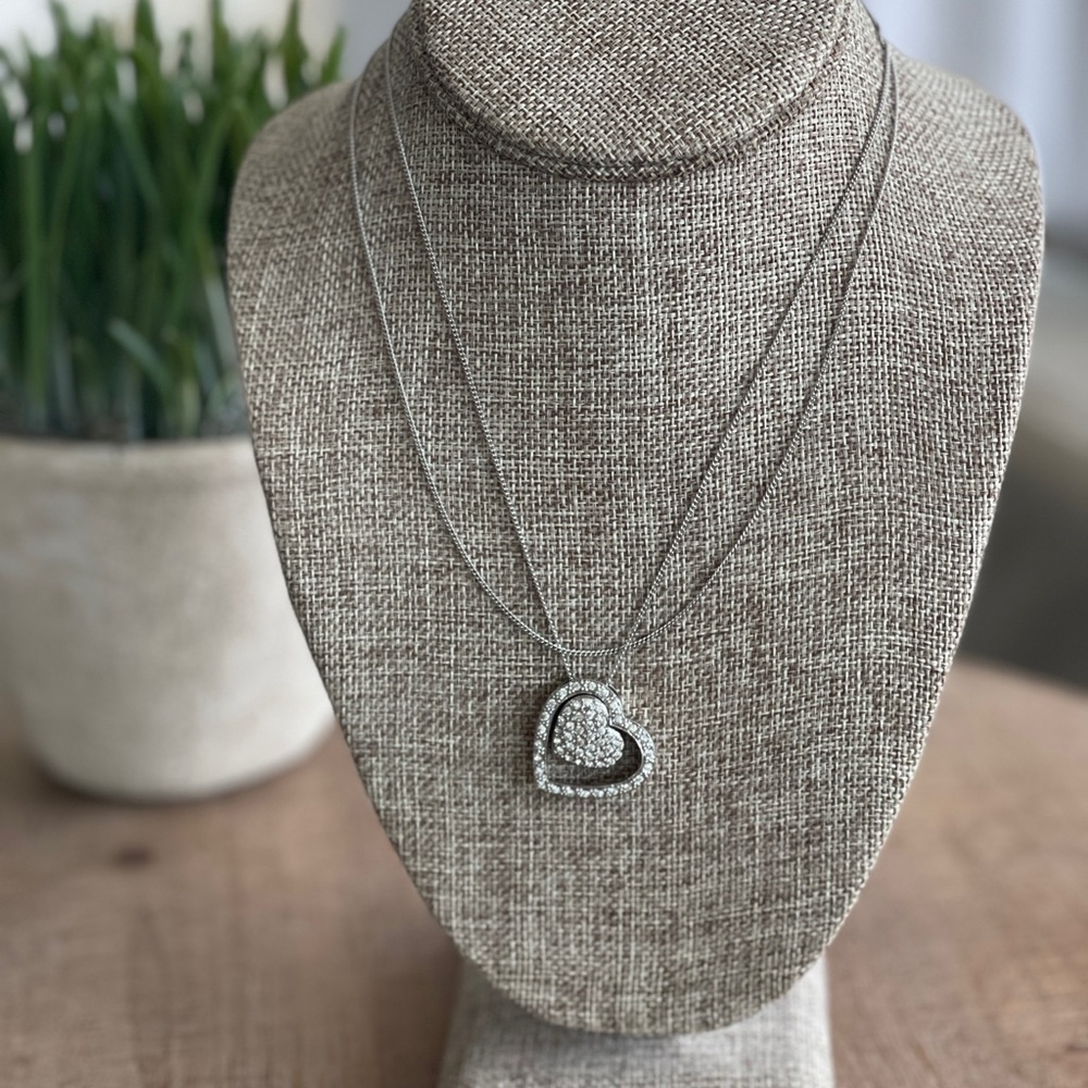 Monet Silver Double Heart Necklace
